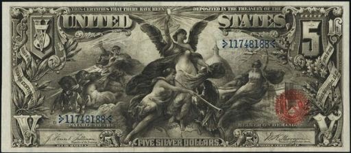 five silver dollars