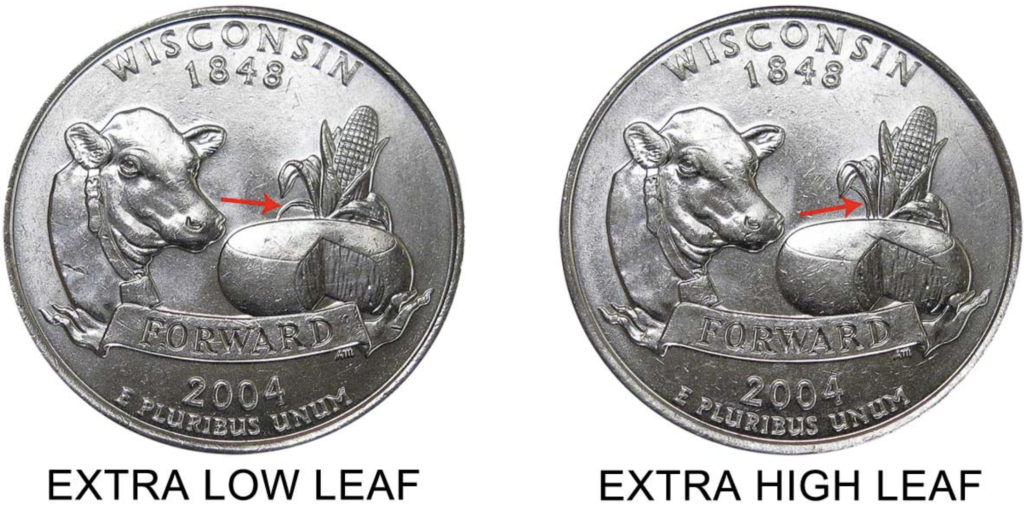 Wisconsin State Quarter With an Extra Leaf