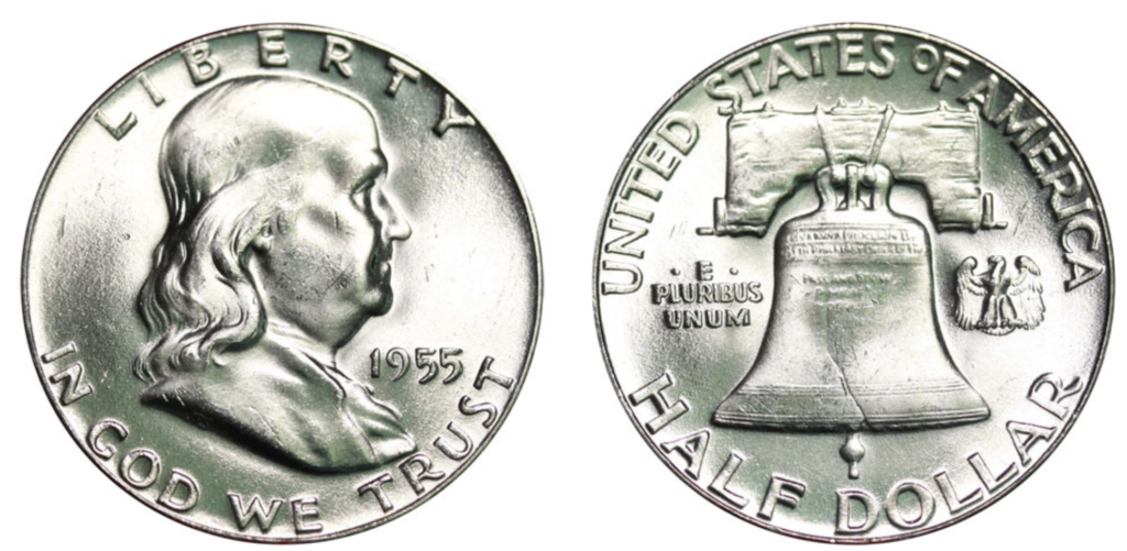 Half-Dollar Coin Featuring Ben Franklin